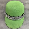 Boll Caps Fashion Crystal Stone Straw Hat Diamond Trimmed Summer Visor Cap Women Girl Sun Sunshiny Holiday Beach 230831