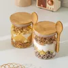 Storage Bottles Kitchen Canisters Glass Food Containers Pantry Jars Lids Tea Bamboo Cereal For Bulk