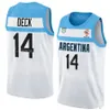 Gedrukt Argentinië Basketbal 12 Marcos DELIA Jersey 2023 Wereldbeker 2 Maximo Fjellerup 8 Nicolas Laprovittola 9 Nicolas Brussino 10 Carlos Delfino Nationaal team