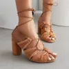 Klänningskor Summer Gold Heels Cross Strappy Up Sandals for Women Elegant Fashion Block Metalic Velvet Wedding Dress Shoes Open Toe R230901