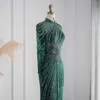 Vestidos casuais jancember verde sereia espumante vestido de noite elegante beading cristal mangas compridas vestido formal muçulmano para casamento lscz71