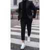 Männer Anzüge Casual Schwarz Revers Revers Männer Street Fashion Slim Fit Prom Kostüm Homme Smoking 2 Stück Set (jacke Hosen)