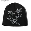 Beanie / Skull Caps KPOP Harajuku Casual Star Jacquard Knit Lana Cálida Mujer Sombrero Moda de invierno Y2K Grunge Hip Hop Hombres Cap Kawai Girl Beanie Street T230731