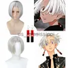 Cosplay Peruki anime Tokyo Revengers Izana Kurokawa Cosplay Wig White Short and Srebrne ciepło odporne na syntetyczną halloweenową imprezową perukę włosów x0901