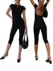 Women's Pants Capri Jumpsuits For Women Short Sleeve Round Neck Backless Bodycon Rompers Workout Yoga Biker Bodysuit