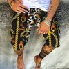 Pantaloncini da uomo 3D Summer Fashion Pantaloni da spiaggia hawaiani con coulisse in vita larghi S-6XL Tema fiore dorato