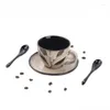 Mokken Europese keramische koffiemok Porselein Eenvoudige huishoudelijke melkkop met schotel en lepelset Creatief kantoor theekopje drinkgerei