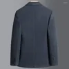 Costumes pour hommes Angleterre Style Hommes Bleu Gris Noir Cachemire Blazers Mâle Classique Laine Mélangée Costume Veste Col Encoché Tenues Automne Hiver