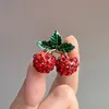 Brooches Sparkling Cherry For Women Unisex Full Red Rhinestone Fruits Party Office Daily Clothing Dress Accesories Jewelry Gifts