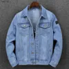 Denim Frühling Herbst Casual Licht Blau Männer 2023 Neue Pendler Große Größe Top Mode Luxus Mantel Mittleren Alters Stein Jacke 37AKJ