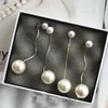 Orecchini pendenti S925 Argento coreano geometrica goccia per le donne Bianco rotondo perla gioielli lunghi cerchi moda 2023 Brincos regali