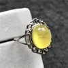 Cluster Rings Genuine Natural Yellow Amber Ring Jewelry For Women Lady Wealth Gift 925 Silver 12x9mm Beads Gemstone Adjustable