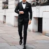 Mäns kostymer 2023 Black Wedding Tuxedos Peaked Lapel Slim Fit Two Button Groom Wear Formal Prom Men Suit 2st Terno Masculino (Jacket Pants)