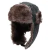 Berets 2023 Thick Warm Bomber Hat For Men Fur Earflap Trapper Russian Cap Male Plus Plush Winter Hats Ski