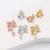 Encantos de luxo ramo de árvore flores para fazer jóias pingente diy brincos colar pulseira cor ouro zircão borboleta