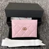 10a Qualidade Designer Carteiras Titular Cartões com Caixa Bolsas Todo Rosa Clássico Flap Cardholder Couro Luxo Womens Coin Bolsa 267p