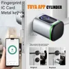 Türschlösser, schlüssellos, digital, Tuya-App, Bluetooth, Fingerabdruck-Schlüsselanhänger, IC-Karte, Metallschlüssel, elektrischer Smart-Euro-Profil-Schließzylinder für Eingangstür HKD230902