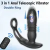 Vibrators Mannelijke Telescopische Anale Plug Prostaat Massager Stimulator Dubbele Ring Vertraging Ejaculatie Dildo Speelgoed Voor Mannen Sex Shop 230901