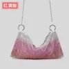 Sac de strass orné de diamants faits à la main brillant pour les femmes Bling Gradual Dinner Single Sac à bandoulière Advanced Light Luxury Handbag 230902