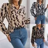 Kvinnors blusar Leisure Autumn Printing Chiffon Shirts V-ringen Långärmad Camisas Elegantes Mujer Blus Sexig Blusas Feminino 2023