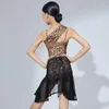 مرحلة ارتداء Leopard Latin Dance الزي Prom Rumba Sumba Performance Suit Girls Tango Cha Complete Dancewear VDB3842