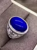 Anneaux de cluster Naturel et réel Lapis Bague 925 Sterling Silver Grossiste Fine Bijoux Homme 13 18mm