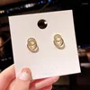 Orecchini a bottone 2023 coreano semplice doppio cerchio color oro metallo cristallo per le donne moda gioielli squisiti regali di amici