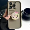 Designer Cartoon Quicksand Smiley Face Stand Bow iPhone 14 13 Pro Max 11 12 12Pro 14Plus 7 8 Plus X Xs XR Classic Top Silicone Case