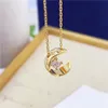 Дизайнерский роскошный шарм ожерелье для женщин Rhombic Pattern Moon Stars Jewelry Diamond Chain Day Day Dif