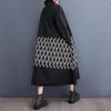 Lässige Kleider japanischer Stil Frau Langarm schwarz bedrucktes Hemd Kleid Lose Fit Großgröße Chi Tragen großes Vestidos JJXD536