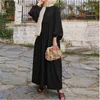 Etnische kleding Islam Ramadan Abaya Effen kleur Ronde hals Ballonmouwen Jurk Losse casual mode Dames