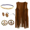 Damesvesten Vintage Vest Dames Kwastje Prachtige sieradenset Pak Oorbellen Ketting Bril Voor Prestaties Cosplay Feest