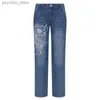 Women's Jeans Street Vêtements pour femmes Jeans mode impression pantalon droit ample rétro bleu Style européen américain femme Denim pantalon Q230901