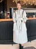 Women's Trench Coats LANMREM Fashion Hooded Long Windbreaker Women Drawstring Gathered Waist Solid Color 2023 Autumn Clothing 22355