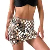 Faldas Falda De Lentejuelas Hueca Elegante Minifalda De Disco De Espejo De Metal Sexy Brillo Geométrico Magnífico Exquisito Para Fiesta De Club Nocturno