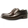 Chaussures habillées Noir Marron Hommes Faits à la main en cuir véritable Cap Toe Hommes Oxford Lace-Up Business Mariage Chaussures formelles