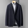 Abiti da uomo stile classico uomo blazer scozzese in cashmere grigio blu scuro caffè modello a quadri giacche in lana di pecora abbigliamento caldo morbido outfies 2023