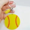 Schlüsselanhänger, 12 Stück, Softball-Acryl und Armbänder, handgewebte Partydekorationen für Baseball-Geschenke