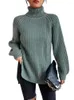 Kvinnors tröjor Kvinnor Autumn Winter Solid Sweater Pullovers Elegant Office Lady Pullover Lång ärm O Neck Loose Split 2023