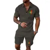 Herrspårspoler Polo Tracksuit Shorts Set For Man Clothing Portugal Flag FingerPrint Costume Anime Sweatpants African in Homme