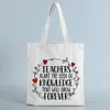 Shopping Bags Teachers Gift Teacher Tote Bag Women Canvas Plant The Seeds of Knowledge Printed Casual Shoulder Foldable 230901