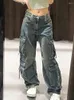 Women's Jeans Lygens Denim Button Pockets Zipper High Waist Long Pants Autumn Winter Wholesale Solid Y2K Streetwear Clothing