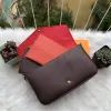 Multi Feliciie Pochette Bag M61276 3A Luksusowe torby łańcuchowe Portfel Ulubione akcesoria Kobiety Crossbody Torebka Messenger Torba Projektantka na ramię 3 szt./Zestaw z pudełkiem