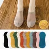 Chaussettes bateau invisibles pour femmes, 5 paires, été, Chaussette antidérapante en Silicone, basse, coton, respirant, Kawaii