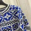 2023 Light Tan/Blue Floral Print Женский кардиганский бренд такого же стиля женских свитеров DH061