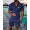 Herrspårspoler Polo Tracksuit Shorts Set For Man Clothing Portugal Flag FingerPrint Costume Anime Sweatpants African in Homme