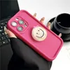 Designer Cartoon Quicksand Smiley Face Stand Bow iPhone 14 13 Pro Max 11 12 12Pro 14Plus 7 8 Plus X Xs XR Classic Top Silicone Case