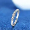 Anéis de cluster Simples Dedo Cor Prata para Mulheres e Meninas Casamento Única Linha Broca Anel Fine Jewelry Presentes Amigos