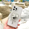 Designers iPhone -fodral för 14 Pro Max Fashion Heart Mirror 12 11 Telefonfodral Transparent Womens iPhone13Promax Falls Skyddsskydd