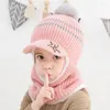 Berets Hat With Earflaps Children's Cute Five-Star Hats Plush And Warm Integrated Caps Boys' Wool Face Protection Scarf Baby Cap